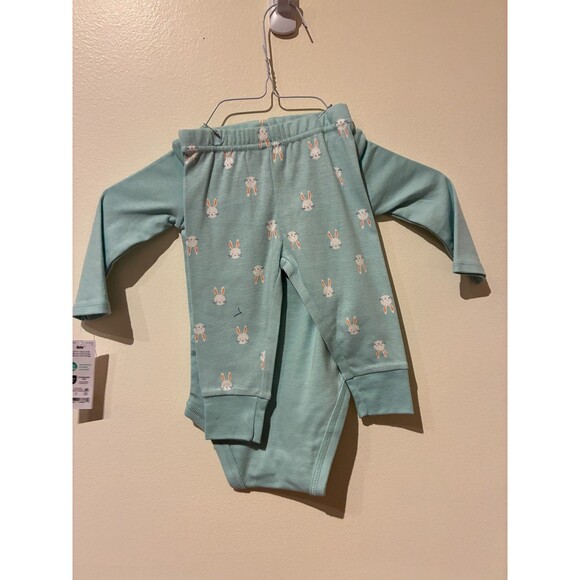 NWT Carter's Just One You Teal "Snuggle Bunny" Bodysuit & Leggings Outfit - 6M - Picture 2 of 3